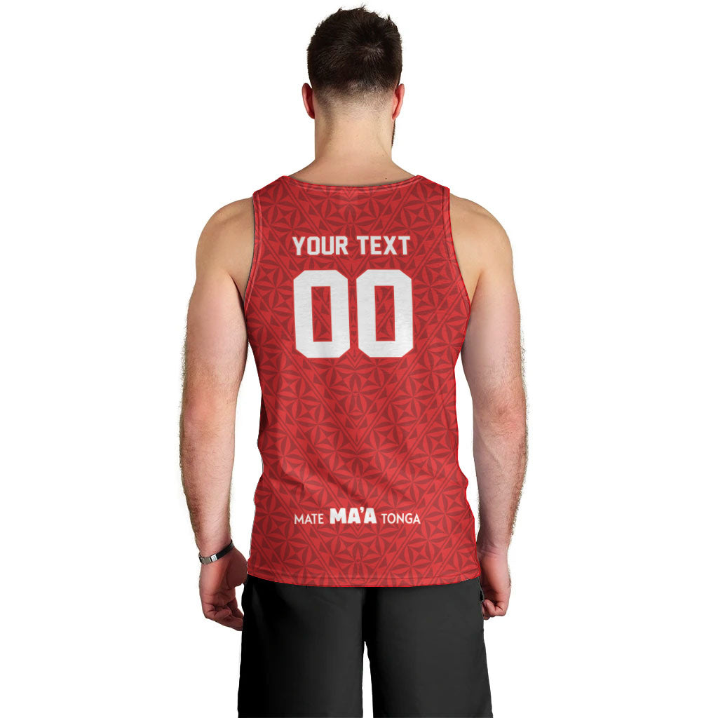 Mate Ma'a Tonga Custom Men Tank Top Tongan Sipi Tau Ngatu Inspired Red LT9 - Polynesian Pride