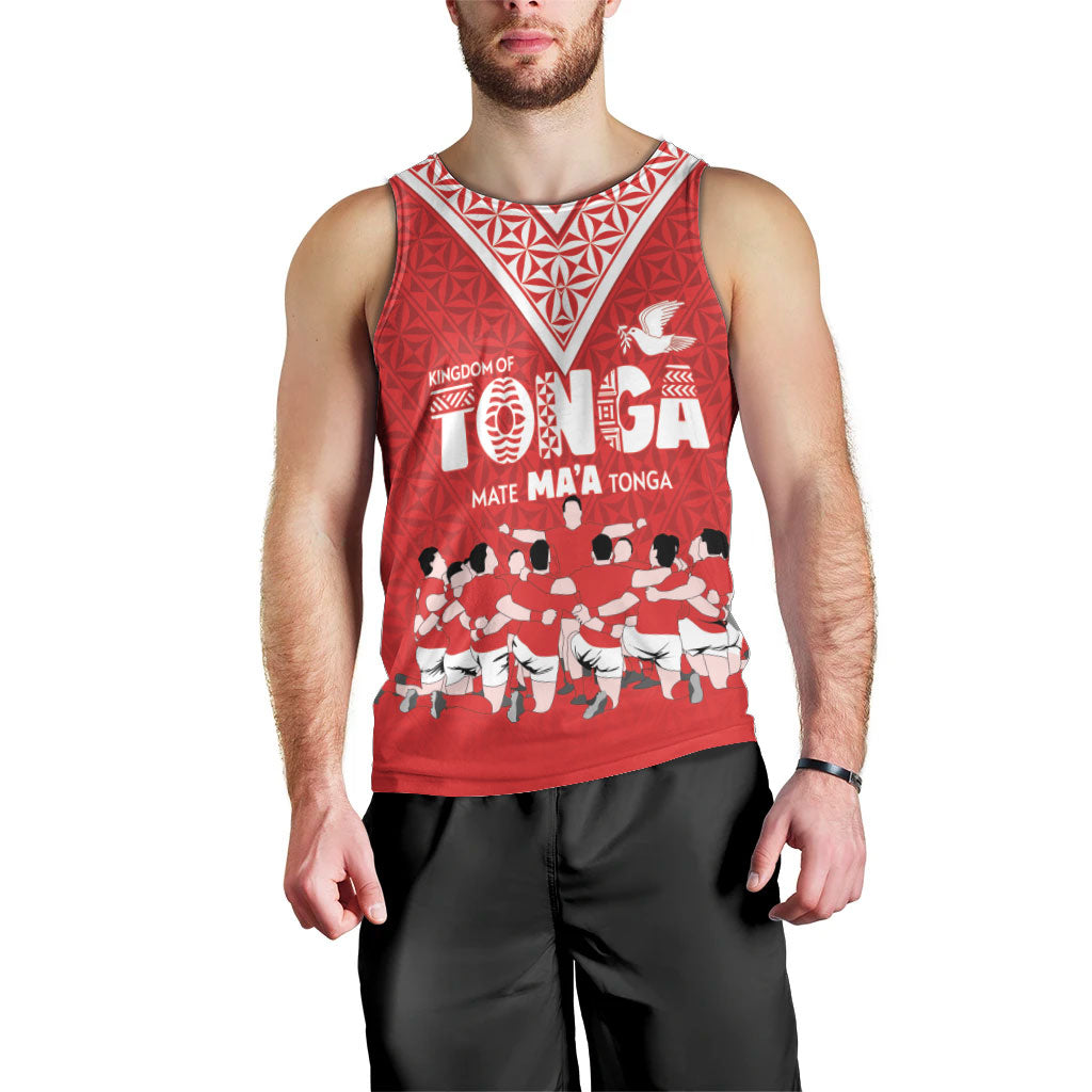 Mate Ma'a Tonga Custom Men Tank Top Tongan Sipi Tau Ngatu Inspired Red LT9 - Polynesian Pride