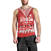 Mate Ma'a Tonga Custom Men Tank Top Tongan Sipi Tau Ngatu Inspired Red LT9 - Polynesian Pride