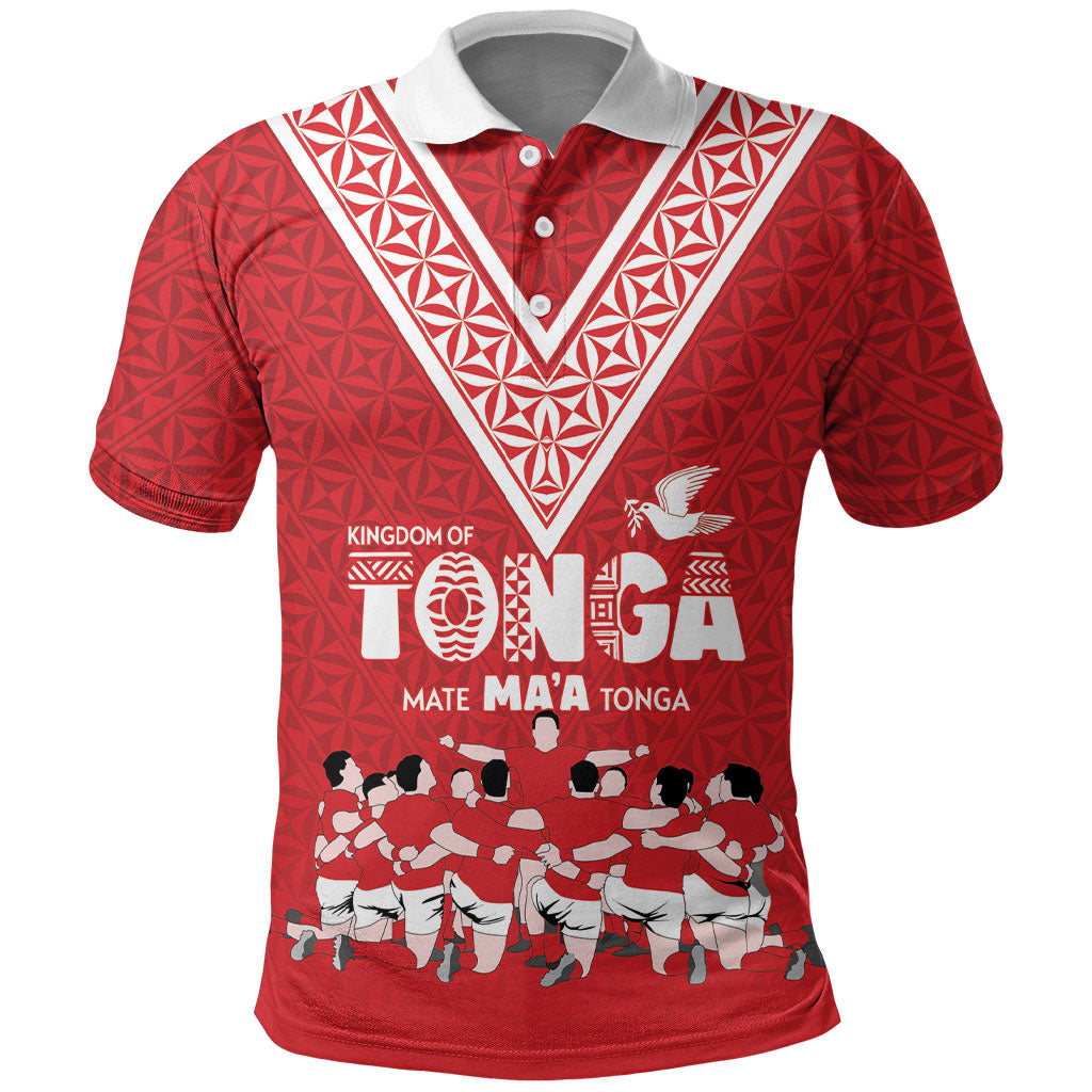 Mate Ma'a Tonga Custom Polo Shirt Tongan Sipi Tau Ngatu Inspired Red LT9 Red - Polynesian Pride