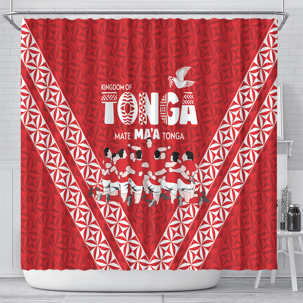 Mate Ma'a Tonga Shower Curtain Tongan Sipi Tau Ngatu Inspired Red LT9 - Polynesian Pride