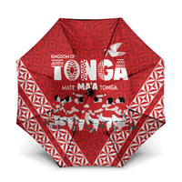 Mate Ma'a Tonga Umbrella Tongan Sipi Tau Ngatu Inspired Red LT9 One Size Folded 11.42 inch Opened Diameter 37.4 inch Red - Polynesian Pride