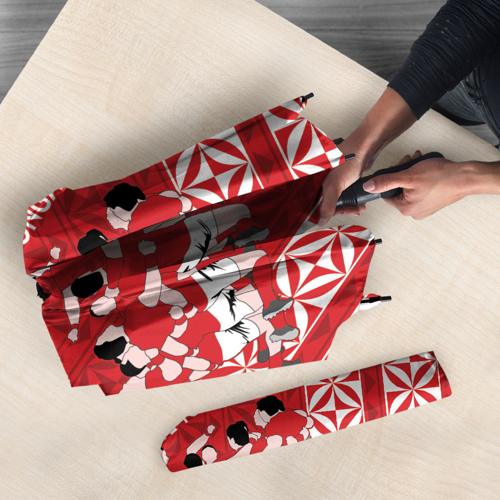 Mate Ma'a Tonga Umbrella Tongan Sipi Tau Ngatu Inspired Red LT9 - Polynesian Pride