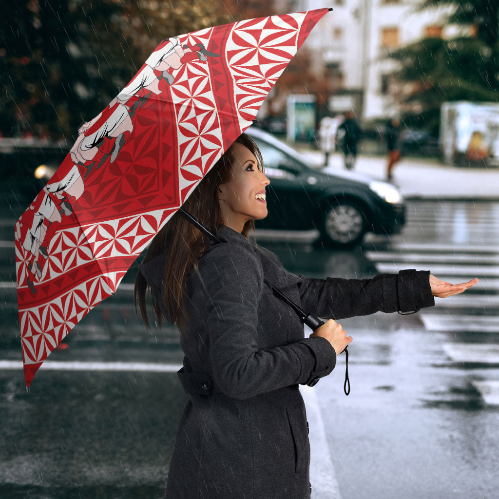 Mate Ma'a Tonga Umbrella Tongan Sipi Tau Ngatu Inspired Red LT9 - Polynesian Pride