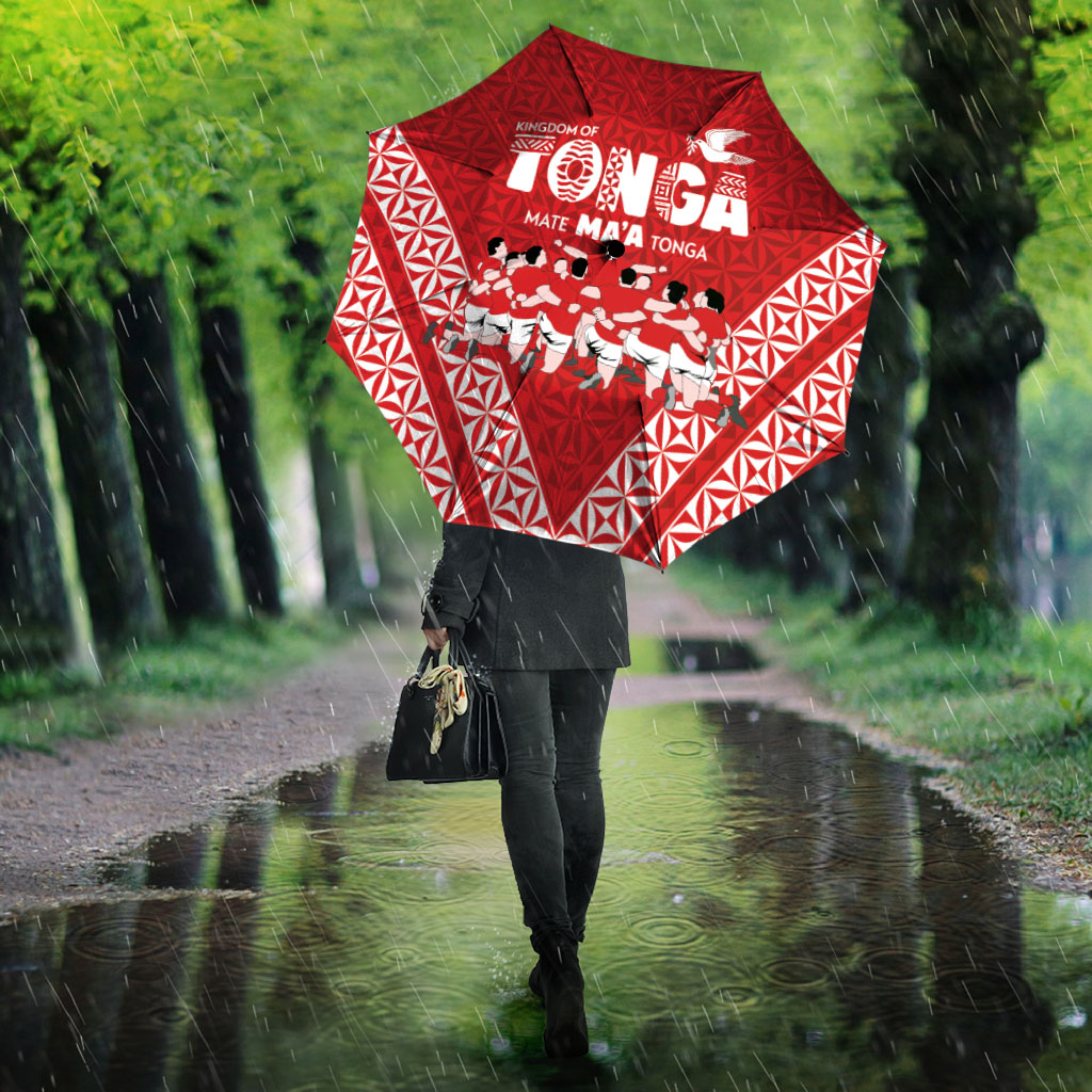Mate Ma'a Tonga Umbrella Tongan Sipi Tau Ngatu Inspired Red LT9 - Polynesian Pride