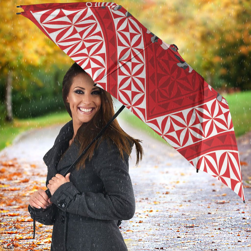 Mate Ma'a Tonga Umbrella Tongan Sipi Tau Ngatu Inspired Red LT9 - Polynesian Pride