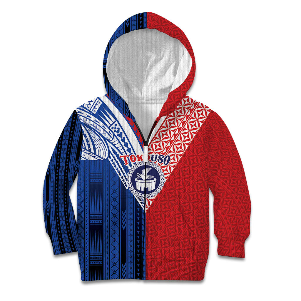 TokoUso Samoa Tonga Personalised Kid Hoodie Pacific Brotherhood Tribal Pattern LT9 Zip Hoodie Multicolor - Polynesian Pride