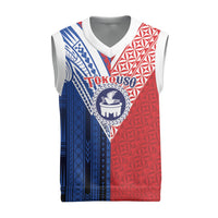 TokoUso Samoa Tonga Personalised Christmas Knitted V-Neck Vest Pacific Brotherhood Tribal Pattern LT9 Multicolor - Polynesian Pride