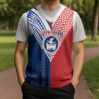 TokoUso Samoa Tonga Personalised Christmas Knitted V-Neck Vest Pacific Brotherhood Tribal Pattern LT9 - Polynesian Pride