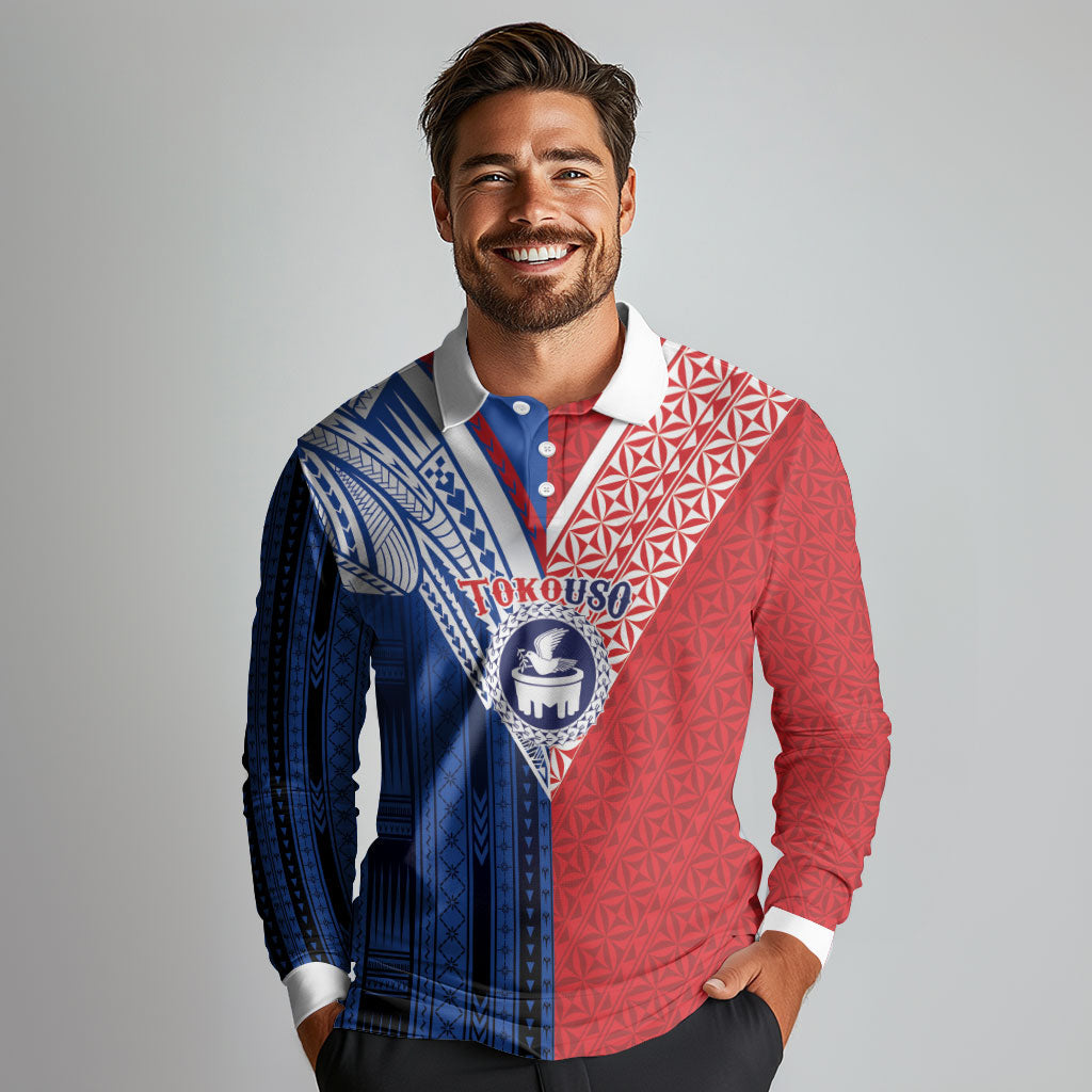 TokoUso Samoa Tonga Personalised Long Sleeve Polo Shirt Pacific Brotherhood Tribal Pattern LT9 - Polynesian Pride