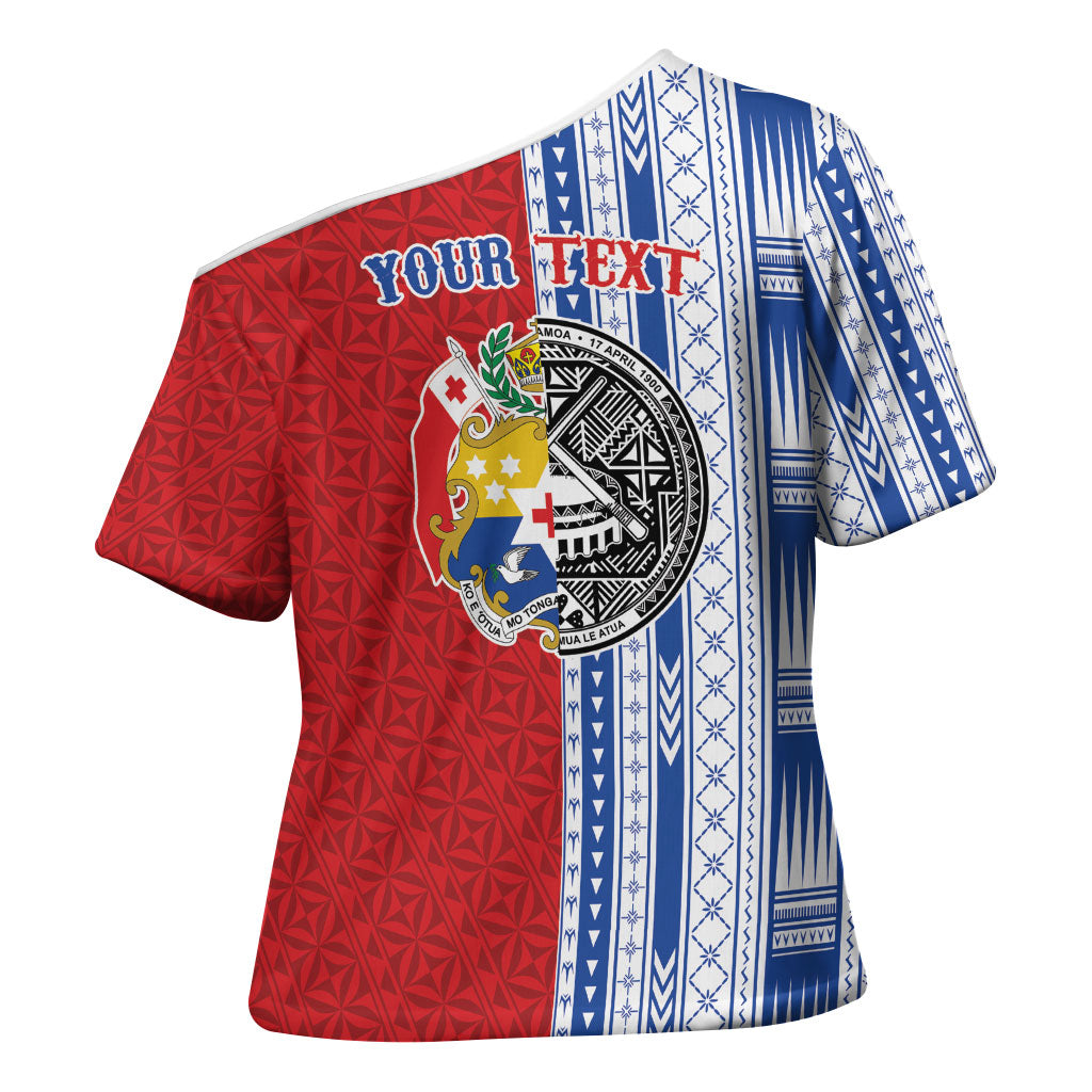 TokoUso American Samoa Tonga Personalised Cross Shoulder Shirt Pacific Brotherhood Tribal Pattern LT9 - Polynesian Pride