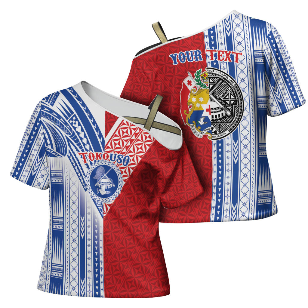 TokoUso American Samoa Tonga Personalised Cross Shoulder Shirt Pacific Brotherhood Tribal Pattern LT9 - Polynesian Pride