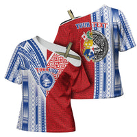 TokoUso American Samoa Tonga Personalised Cross Shoulder Shirt Pacific Brotherhood Tribal Pattern LT9 - Polynesian Pride