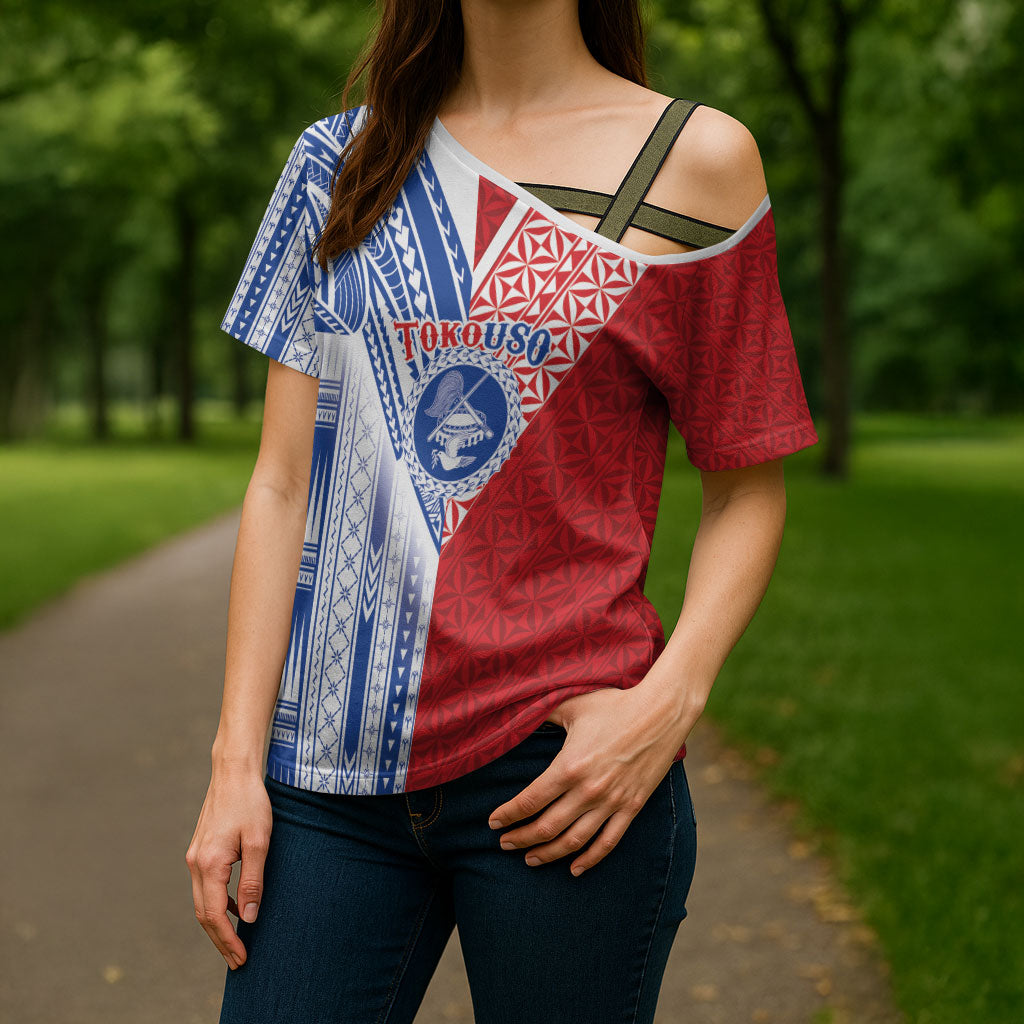 TokoUso American Samoa Tonga Personalised Cross Shoulder Shirt Pacific Brotherhood Tribal Pattern LT9 - Polynesian Pride