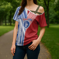 TokoUso American Samoa Tonga Personalised Cross Shoulder Shirt Pacific Brotherhood Tribal Pattern LT9 - Polynesian Pride