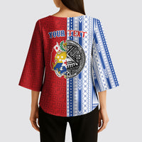 TokoUso American Samoa Tonga Personalised Kimono Sleeve Blouse Pacific Brotherhood Tribal Pattern LT9 - Polynesian Pride