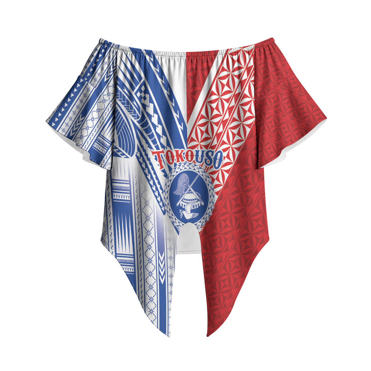 TokoUso American Samoa Tonga Personalised Off Shoulder Wrap Waist Top Pacific Brotherhood Tribal Pattern LT9 - Polynesian Pride