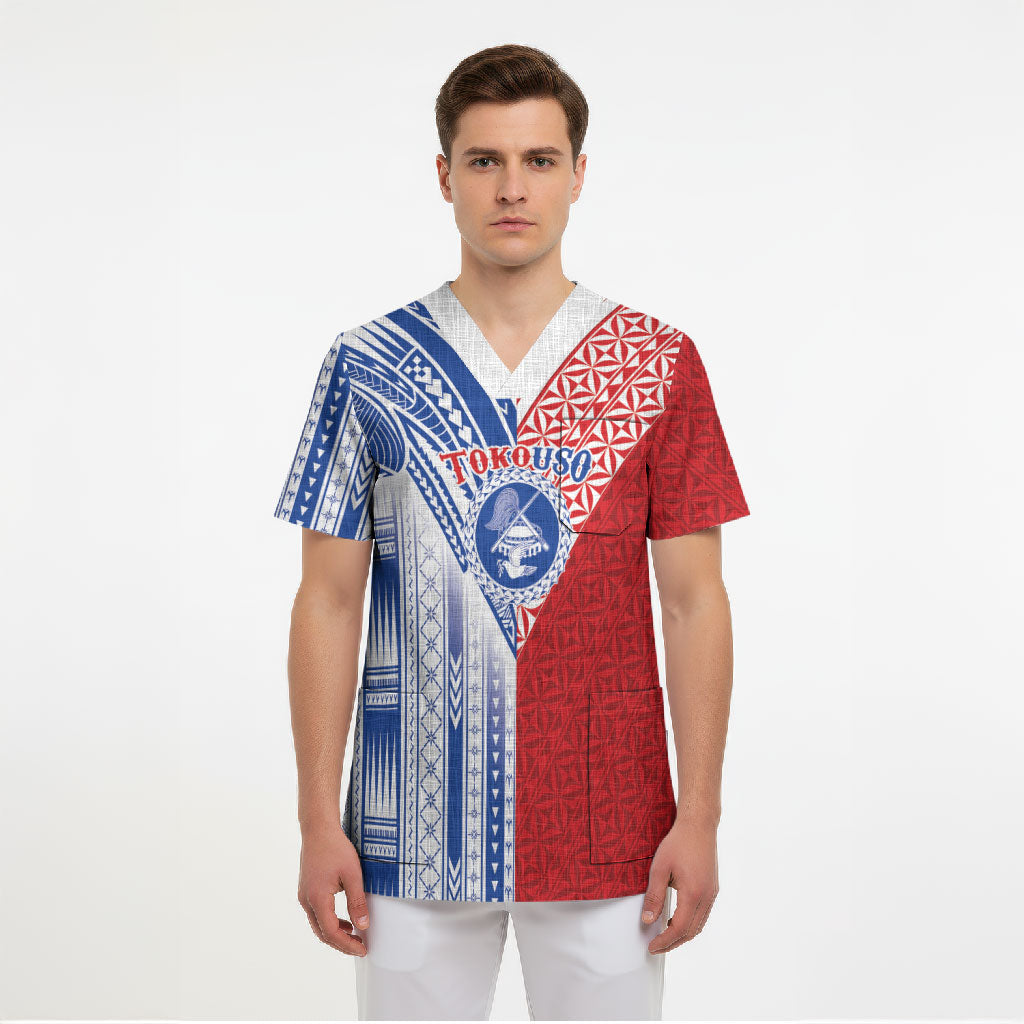 TokoUso American Samoa Tonga Personalised Scrub Top Pacific Brotherhood Tribal Pattern LT9 - Polynesian Pride