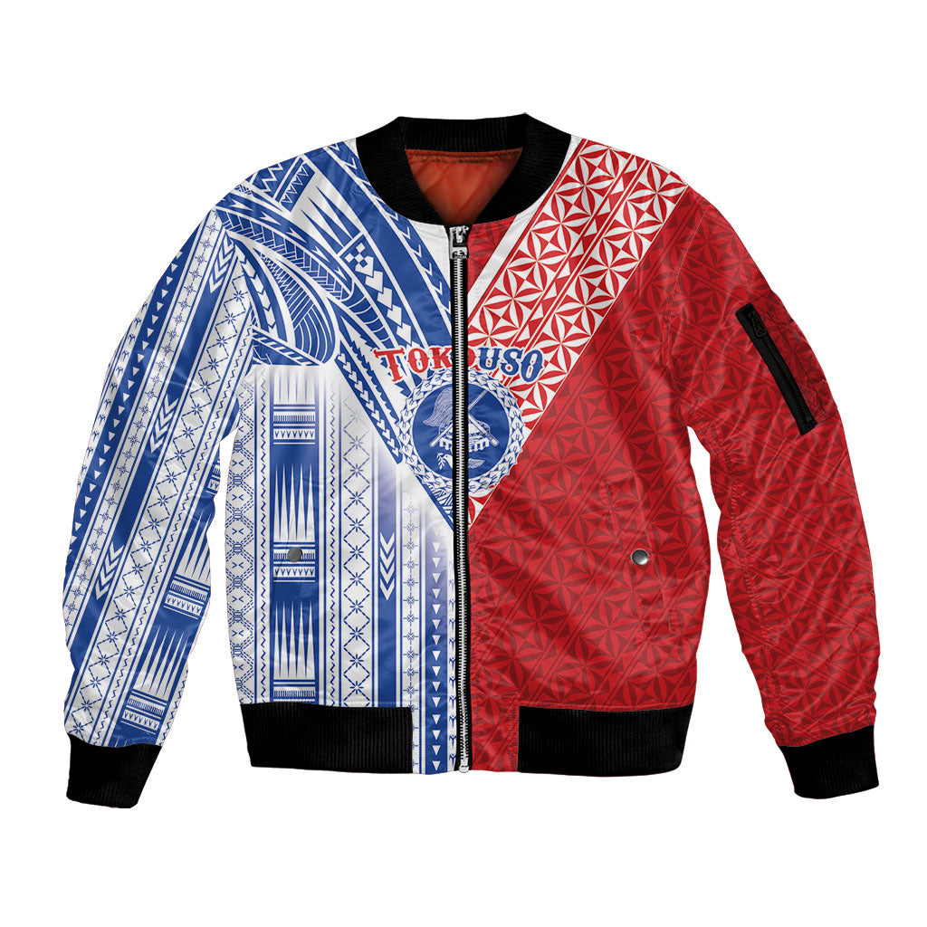 TokoUso American Samoa Tonga Personalised Sleeve Zip Bomber Jacket Pacific Brotherhood Tribal Pattern LT9 Unisex Multicolor - Polynesian Pride