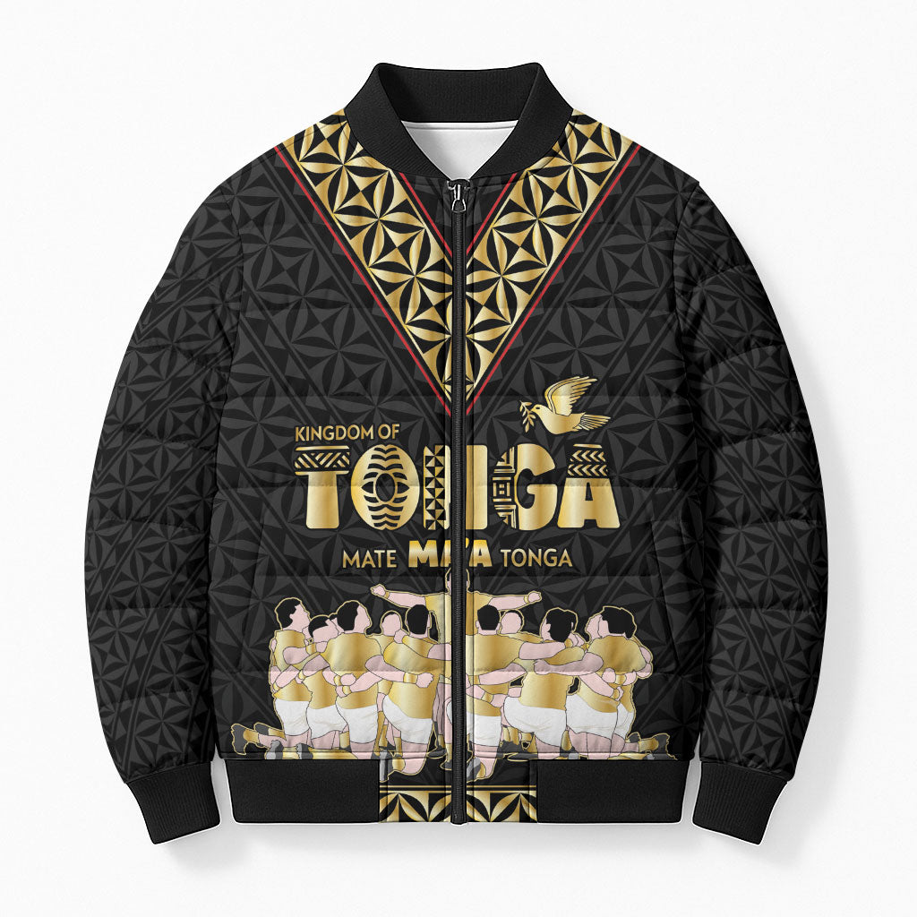 Mate Ma'a Tonga Custom Bomber Puffer Jacket Tongan Sipi Tau Ngatu Inspired Black LT9 Unisex Black - Polynesian Pride