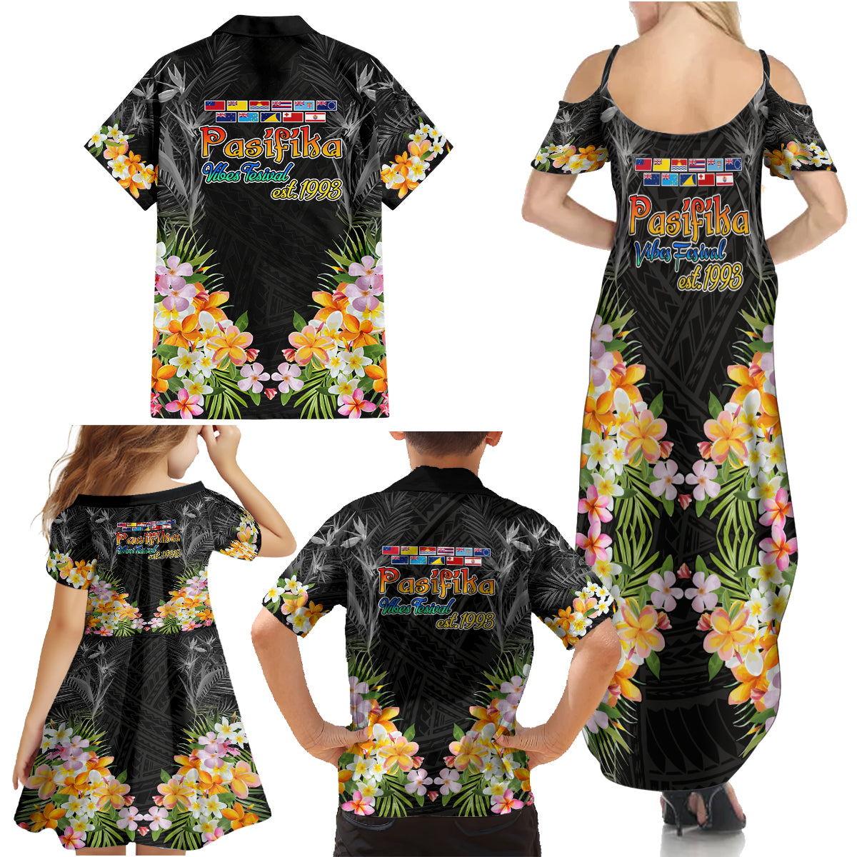 Pasifika Vibes Festival 2024 Auckland Family Matching Summer Maxi Dress and Hawaiian Shirt LT9 - Polynesian Pride