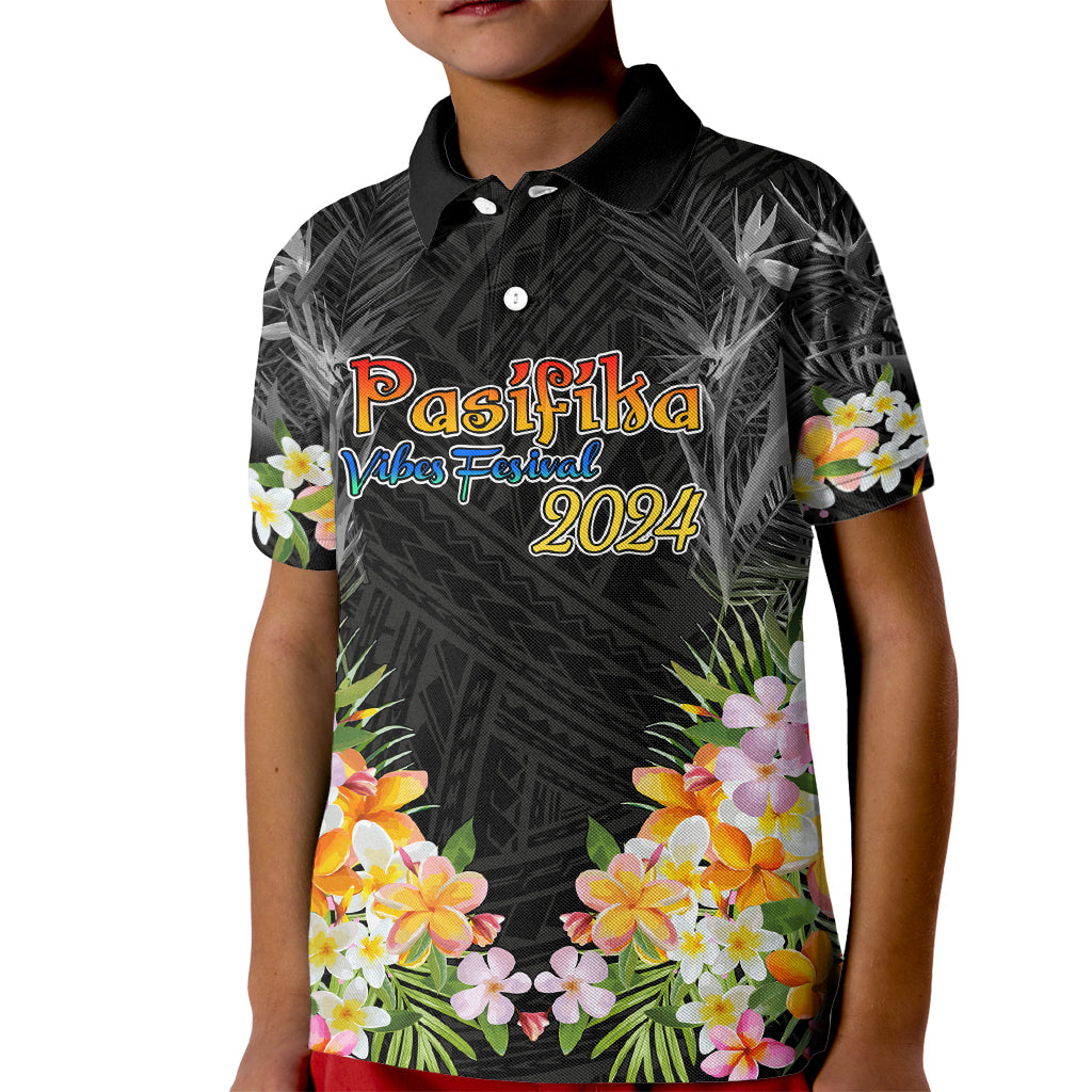 Pasifika Vibes Festival 2024 Auckland Kid Polo Shirt LT9 Kid Black - Polynesian Pride