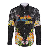 Pasifika Vibes Festival 2024 Auckland Long Sleeve Button Shirt LT9 Unisex Black - Polynesian Pride