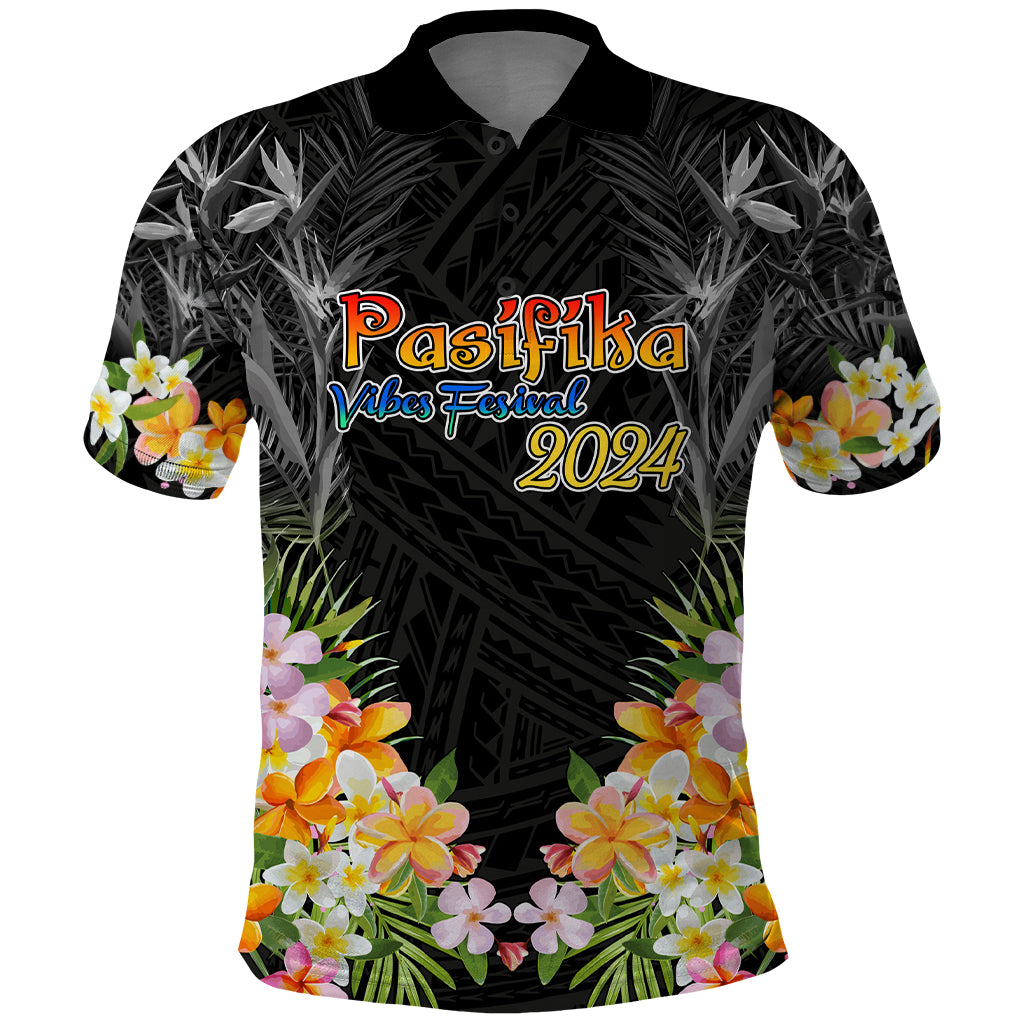 Pasifika Vibes Festival 2024 Auckland Polo Shirt LT9 Black - Polynesian Pride