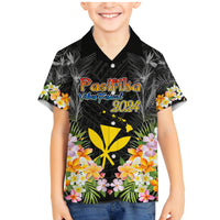 Pasifika Vibes Festival 2024 Family Matching Mermaid Dress and Hawaiian Shirt Kanaka Maoli With Hawaiian Islands LT9 Son's Shirt Black - Polynesian Pride