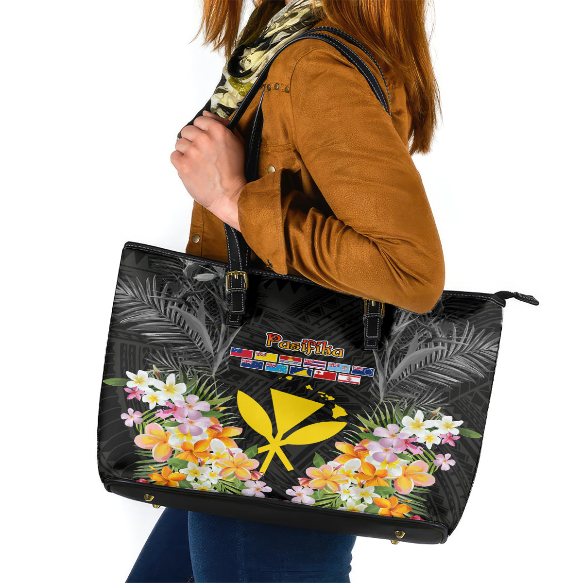 Pasifika Vibes Festival 2024 Leather Tote Bag Kanaka Maoli With Hawaiian Islands