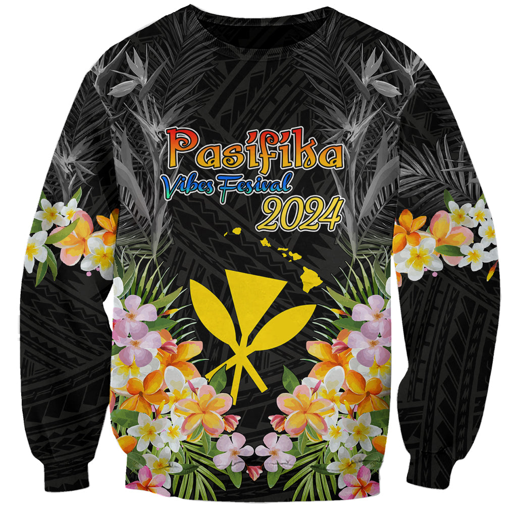 Pasifika Vibes Festival 2024 Sweatshirt Kanaka Maoli With Hawaiian Islands LT9 Unisex Black - Polynesian Pride