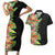 Hawaii Tropical Flowers Tribal Pattern Couples Matching Short Sleeve Bodycon Dress and Hawaiian Shirt No1 LT9 Black - Polynesian Pride