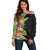 Hawaii Tropical Flowers Tribal Pattern Off Shoulder Sweater No1 LT9 Women Black - Polynesian Pride