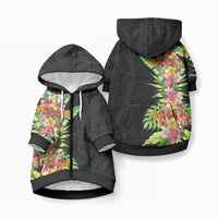 Hawaii Tropical Flowers Tribal Pattern Pet Hoodie No1 LT9 Zip-up Black - Polynesian Pride