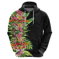 Hawaii Tropical Flowers Tribal Pattern Zip Hoodie No1 LT9 - Polynesian Pride
