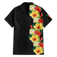 Hawaii Tropical Flowers Tribal Pattern Family Matching Short Sleeve Bodycon Dress and Hawaiian Shirt No2 LT9 - Polynesian Pride