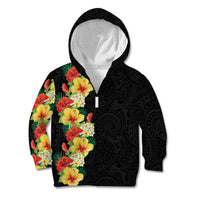 Hawaii Tropical Flowers Tribal Pattern Kid Hoodie No2 LT9 Zip Hoodie Black - Polynesian Pride