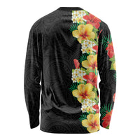 Hawaii Tropical Flowers Tribal Pattern Long Sleeve Shirt No2 LT9 - Polynesian Pride