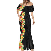 Hawaii Tropical Flowers Tribal Pattern Mermaid Dress No2 LT9 - Polynesian Pride