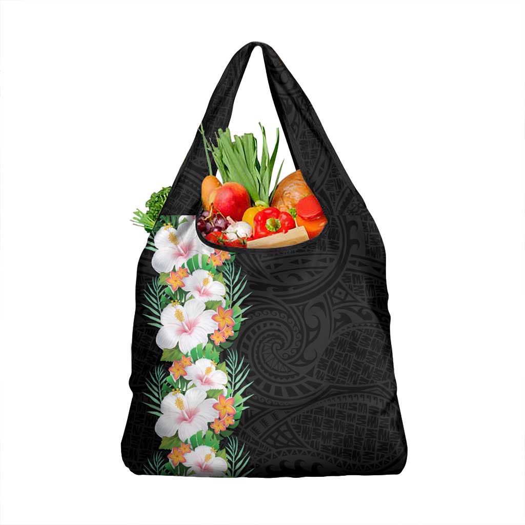 Hawaii Tropical Flowers Tribal Pattern Grocery Bag No3