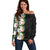 Hawaii Tropical Flowers Tribal Pattern Off Shoulder Sweater No3 LT9 Women Black - Polynesian Pride