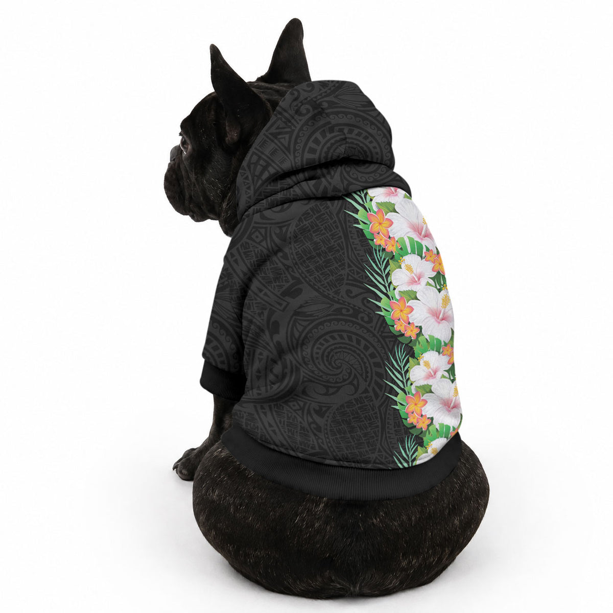 Hawaii Tropical Flowers Tribal Pattern Pet Hoodie No3 LT9 - Polynesian Pride