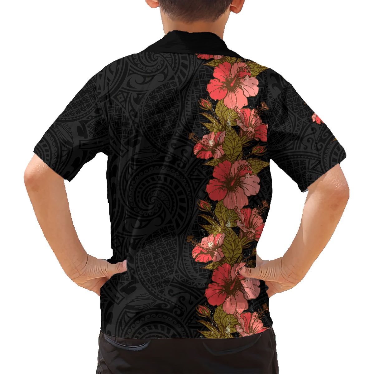 Hawaii Tropical Flowers Tribal Pattern Kid Hawaiian Shirt No4 LT9 - Polynesian Pride