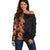 Hawaii Tropical Flowers Tribal Pattern Off Shoulder Sweater No4 LT9 Women Black - Polynesian Pride