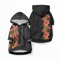 Hawaii Tropical Flowers Tribal Pattern Pet Hoodie No4 LT9 Pullover Black - Polynesian Pride