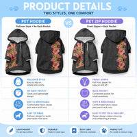Hawaii Tropical Flowers Tribal Pattern Pet Hoodie No4 LT9 - Polynesian Pride
