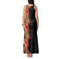 Hawaii Tropical Flowers Tribal Pattern Tank Maxi Dress No4 LT9 - Polynesian Pride