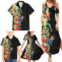 Hawaii Tropical Flowers Tribal Pattern Family Matching Summer Maxi Dress and Hawaiian Shirt No5 LT9 - Polynesian Pride