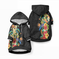 Hawaii Tropical Flowers Tribal Pattern Pet Hoodie No5 LT9 Pullover Black - Polynesian Pride