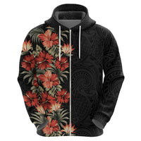 Hawaii Tropical Flowers Tribal Pattern Zip Hoodie No6 LT9 - Polynesian Pride